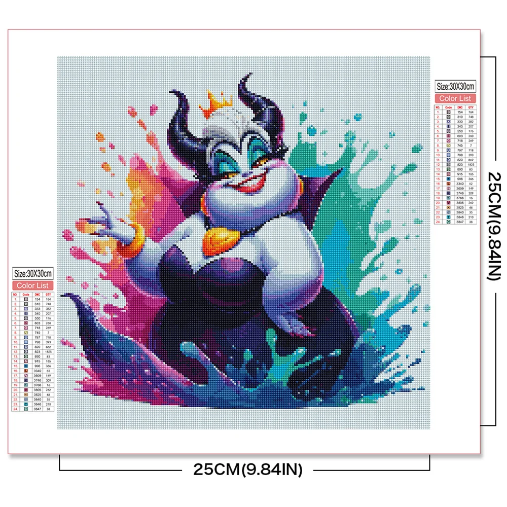 Disney Cartoon Diamond Painting Villains Full Square Round Diamonds Embroidery Maleficent Ursula Mosaic Cruella Home Decoration