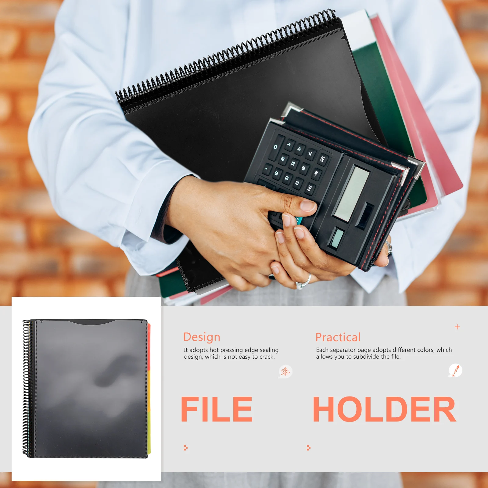 

Coil File Organizer Documents Folder File Pocket Plastic Folder Office Home Use School Meeting Room Household Documents