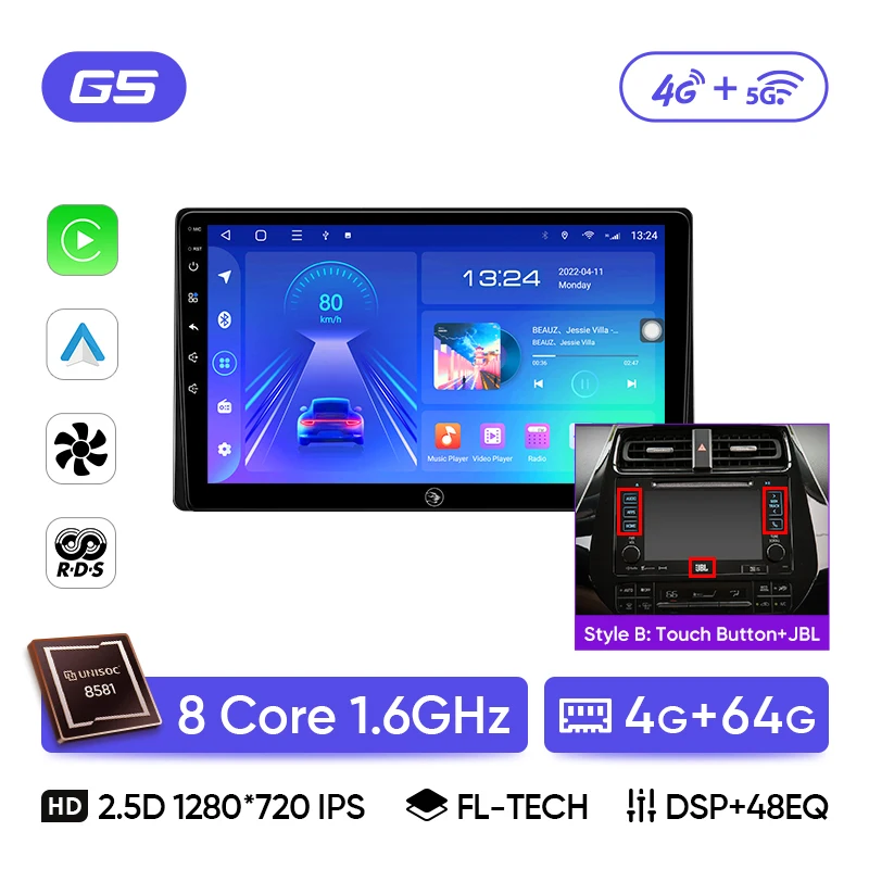 Ainavi Autoradio Voor Toyota Prius 2015 2016 2017 2018 2019 2020 XW50 Draadloze Carplay Android Auto 4G HD IPS Auto Multimedia HDMI