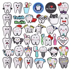 14-40Pcs Lovely White Teeth Love Dentist PVC Shoes Buckle Charms Cavity Free Kids Sandal Decoration DIY Birthday Gifts