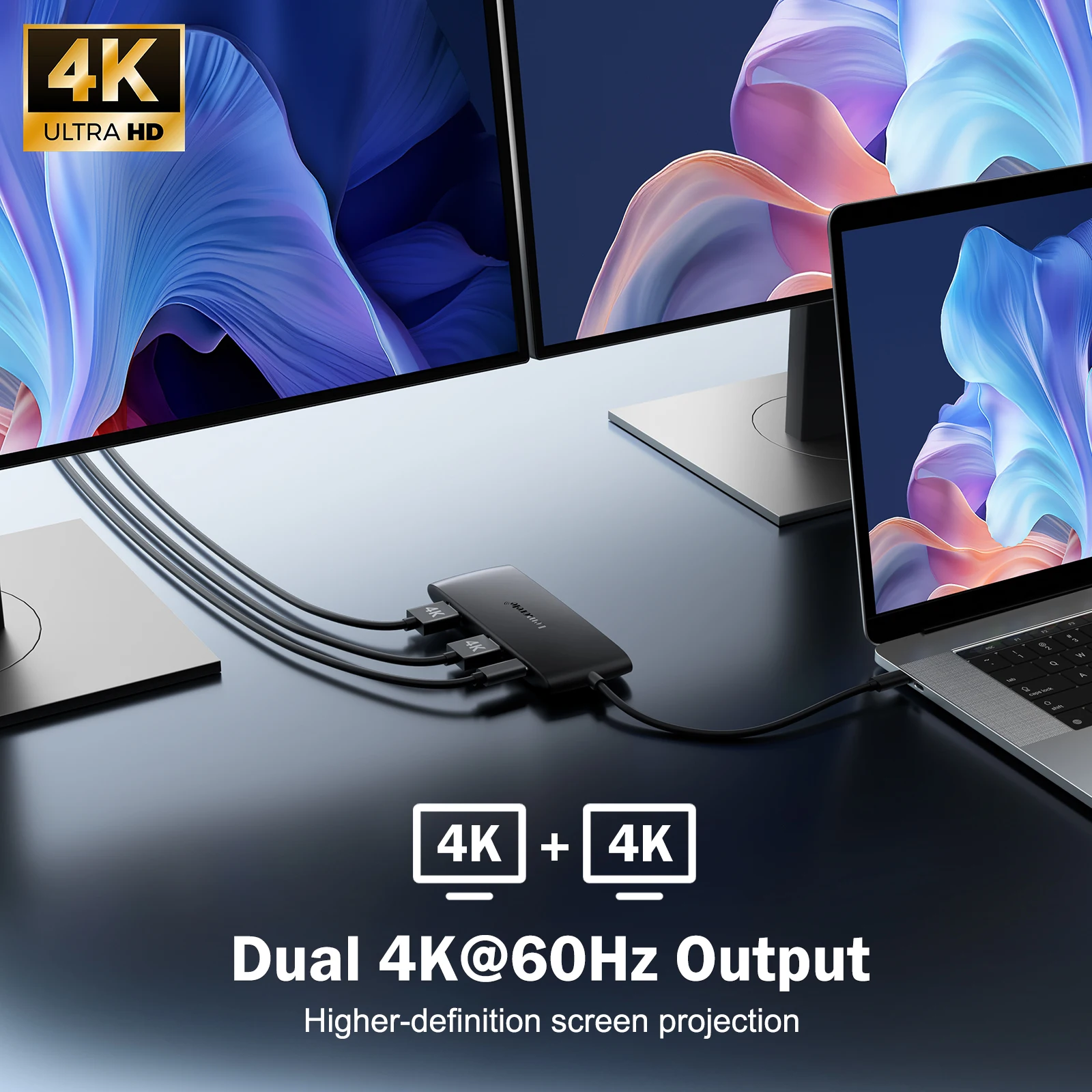 Lemorele 7 in 1 USB C Hub Multiport Adapter Docking Station Type C to 4K Supports Multiple Display Modes 100W PD Fast Charge