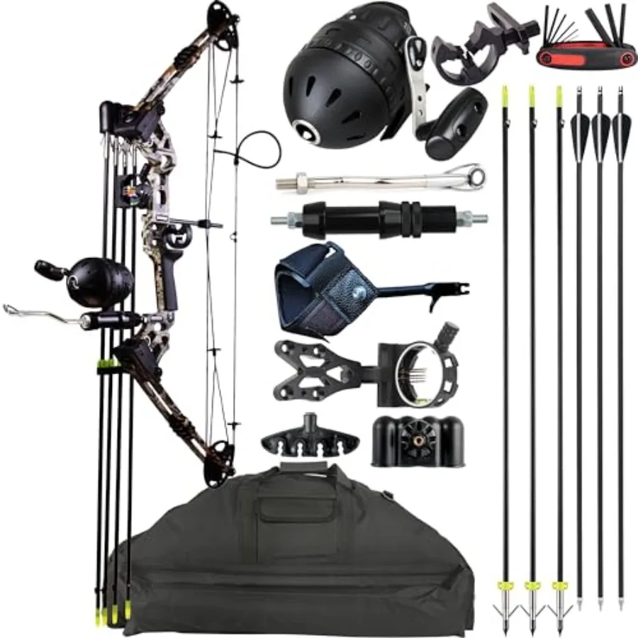 

Compound Bow Fishing Combo Kit 20-70 LBS Hunting Bow with Bowfishing Arrow and Fishing Reel for Bowfishing Archery Hunting Comp