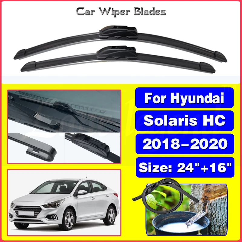 

Wiper Front Wiper Blades For Hyundai Solaris HC 2018 2019 2020 Windshield Windscreen Clean Window Car Rain Brushes 24"+16"