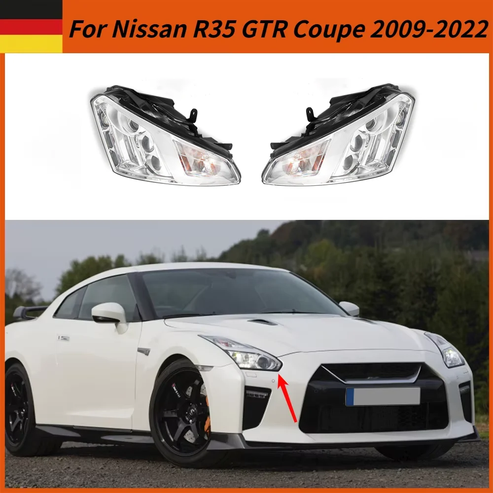 

Для Nissan R35 GTR передняя белая светодиодная фара купе 2-дверная 2009-2022 левая и правая фара в сборе, прямая замена