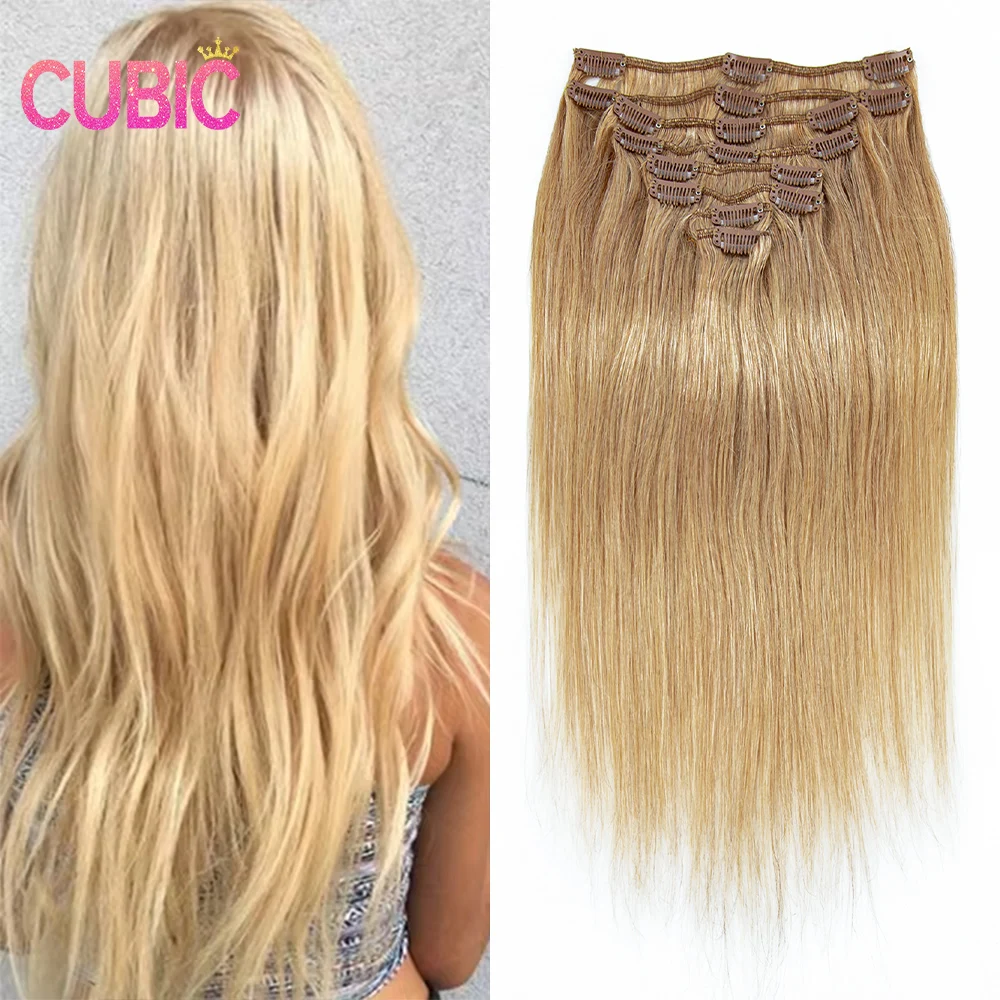 27# Golden Blonde Straight Clip In Human Hair Extension European Remy Clip Hair Honey Blonde 110 to 200g 18 to 26 inch