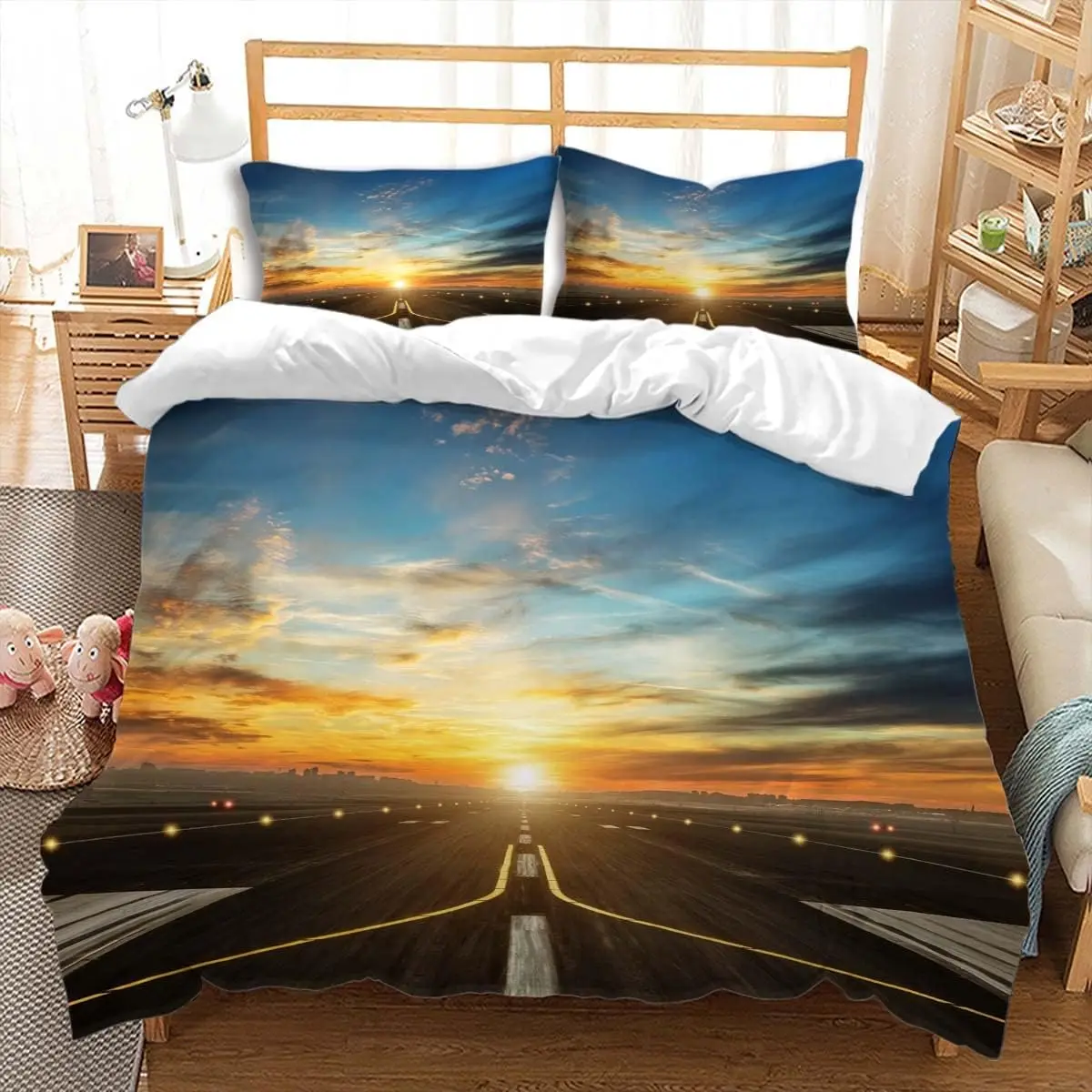 

Пододеяльник в виде самолета Queen King Size Комплект постельного белья в самолете с 3D принтом Серый подиум Белый комплект самолета из 3 предметов с 2 наволочками