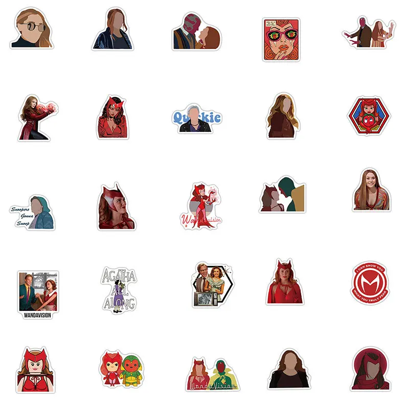 50 قطعة برنامج تلفزيوني واندا فيجن الكتابة على الجدران ملصقات سيارة الغيتار سكيت حقيبة الدراجة المحمول الهاتف ملصق مضاد للمياه للأطفال