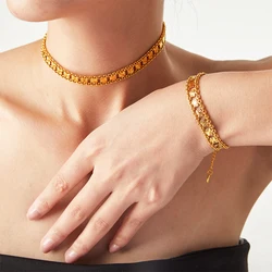 Nivora Square Flower Women Jewelry Set PVD Gold Plated Stainless Steel Necklace Bracelets For Women Dubai No Tarnish Jewellery