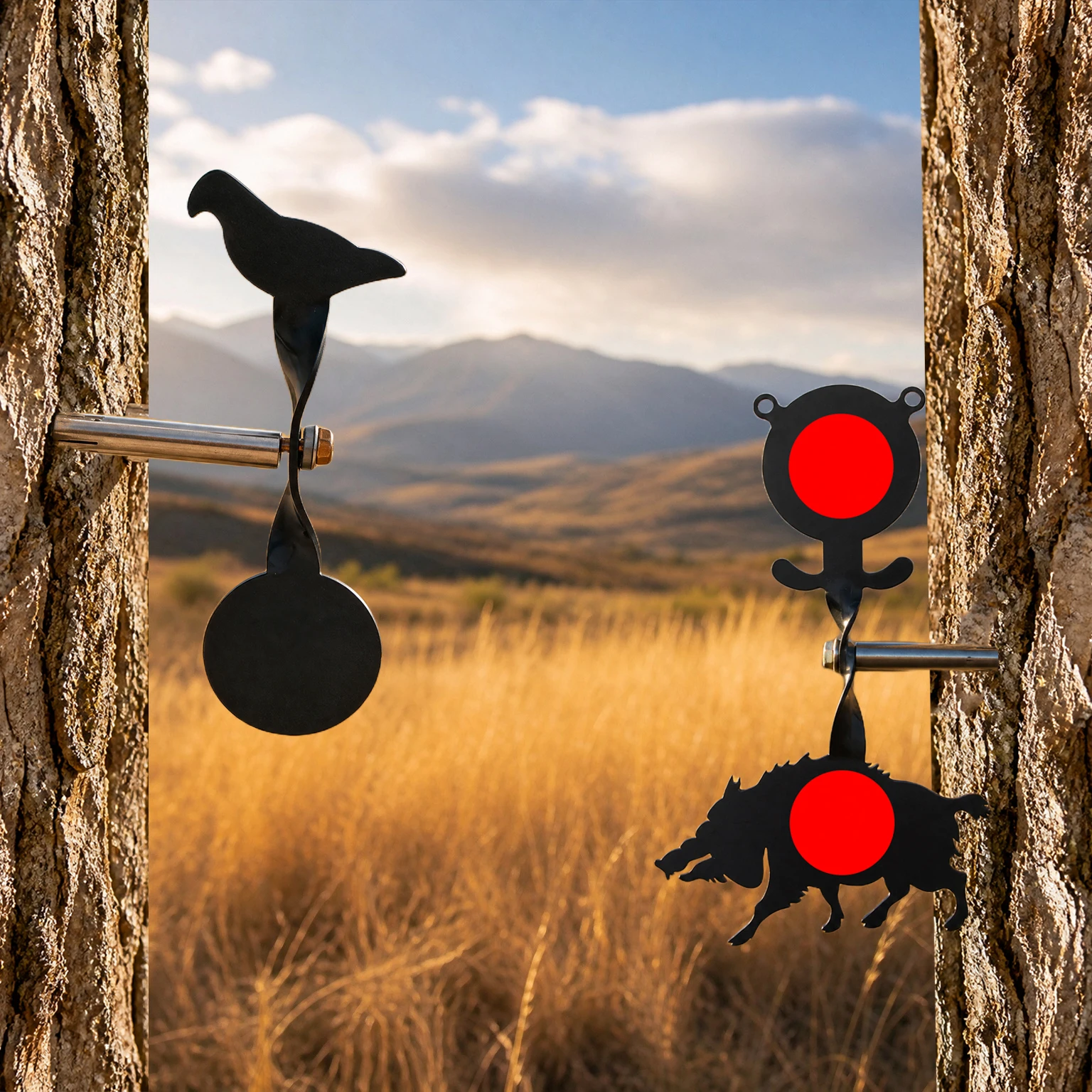 Animal Carbon Steel Tree Mounted 360 Rotating Shooting Target Spinner for Slingshot Air Gun BB Outdoor