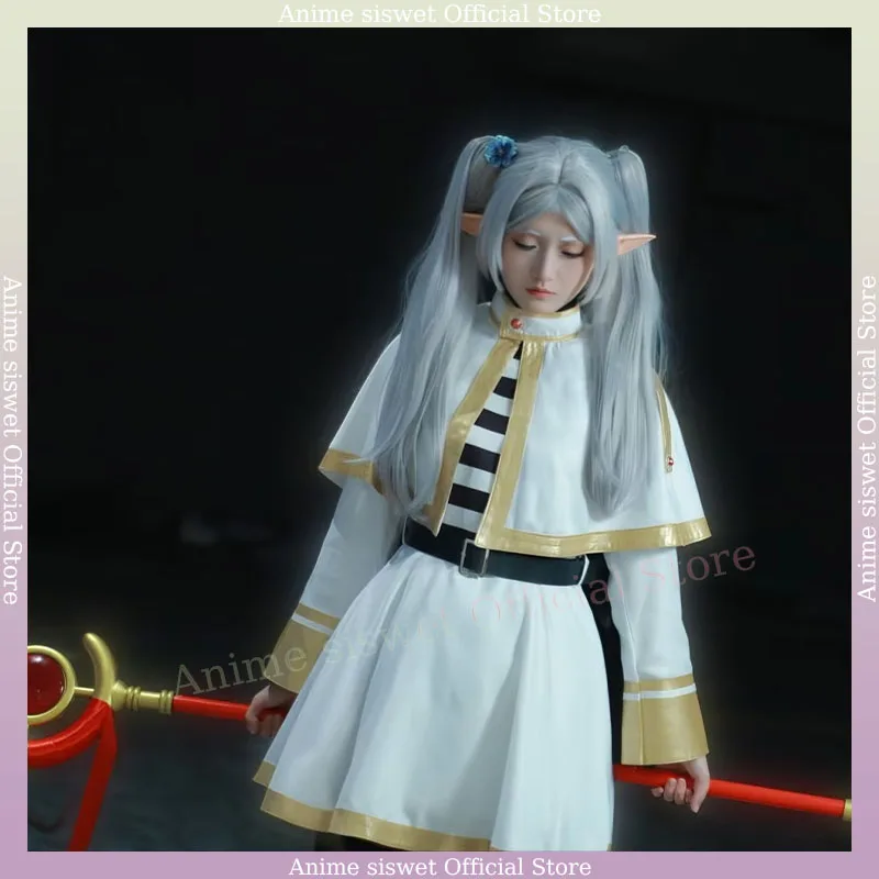 Sousou No Frieren Косплей Костюм Парик Аниме Фигурки Фрирен Волшебник Платье Эльфийские Уши Хэллоуин Рождественский Наряд Женщины Девушки