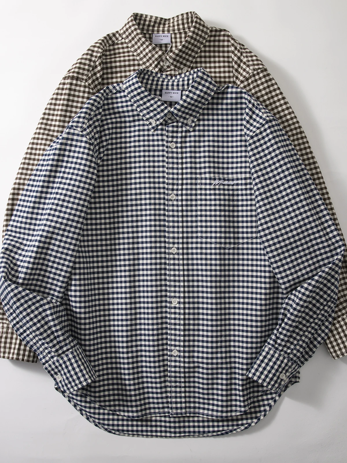 

Loose Pure Cotton Plaid Long Sve irt for Couples Autumn New Sle y Artistic Sle Casual Wear Resistant Deformation