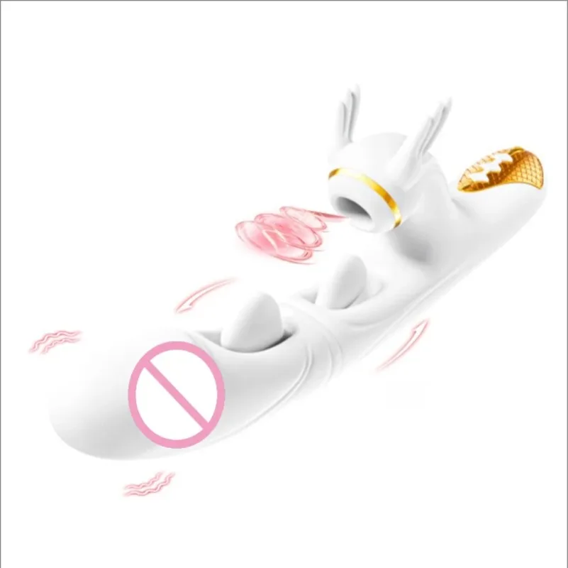 Dargon 4-in-1 Rabbit Toy for Women: Heating, dual flapping, suction & vibration for deep, insertable pleasure.