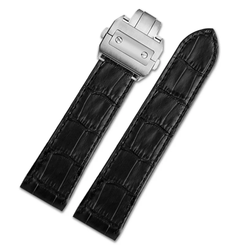 Genuine Leather Watch Band Special-Purpose For Cartier Santos 100 Folding Buckle Strap 20mm 23mm butterfly buckle bracelet