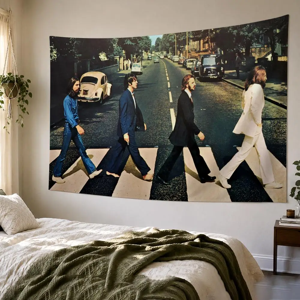 The B-Beatles Band Rock Tapestry Custom Living Bedroom Party Dormitory Interior Wall Bohemian Decoration Attached Clip
