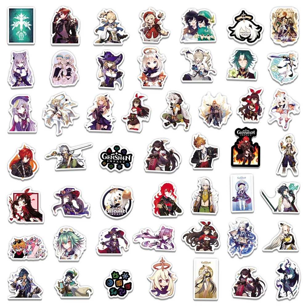 10/30/50PCS New Genshin Impact Sticker Pack Cartoon Creative Anime iPad Water Cup  Luggage Chair Decoration Waterproof Wholesale