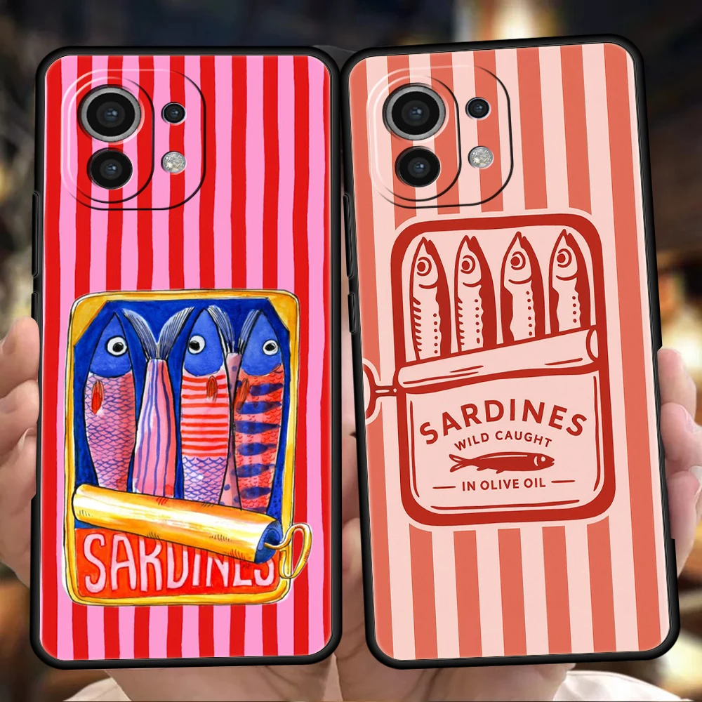 Phone Case Cover for Xiaomi Mi 17 15 14 13 12 11 Ultra 17T 15T 14T 13T 12T 11T Pro Lite Soft TPU Capas Funny Fish Sardines Laser