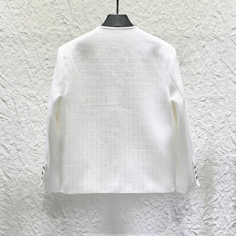 2025 Men's New High-End Light Luxury Sequin Plaid Woven Small Fragrant Tops Men's Fashion Loose Padded Shoulder Chic Jacket Coat