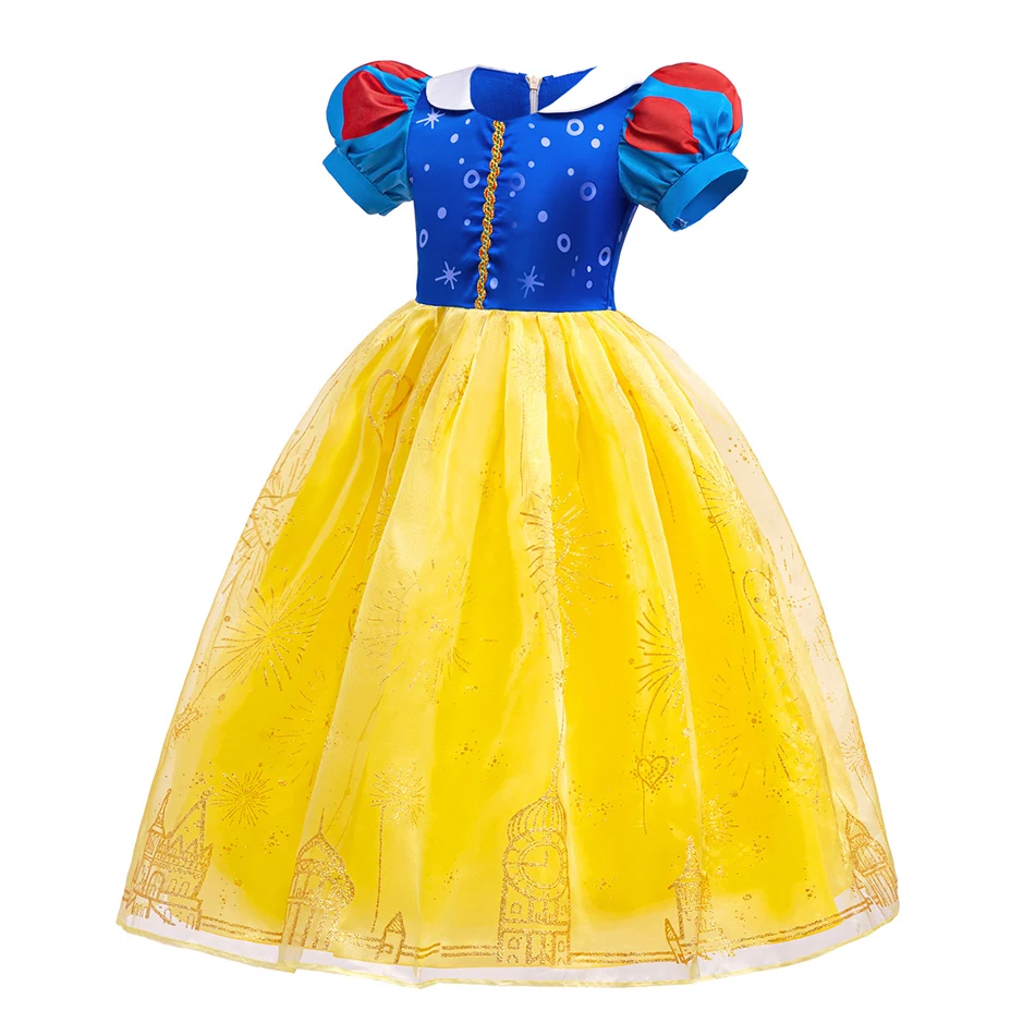 Princesa Snow White Cosplay Dress com Luz LED para Meninas, Vestido de Baile, Tule Bowknot, Vestido de Festa, Carnaval, Halloween, Natal, Novo, 6T