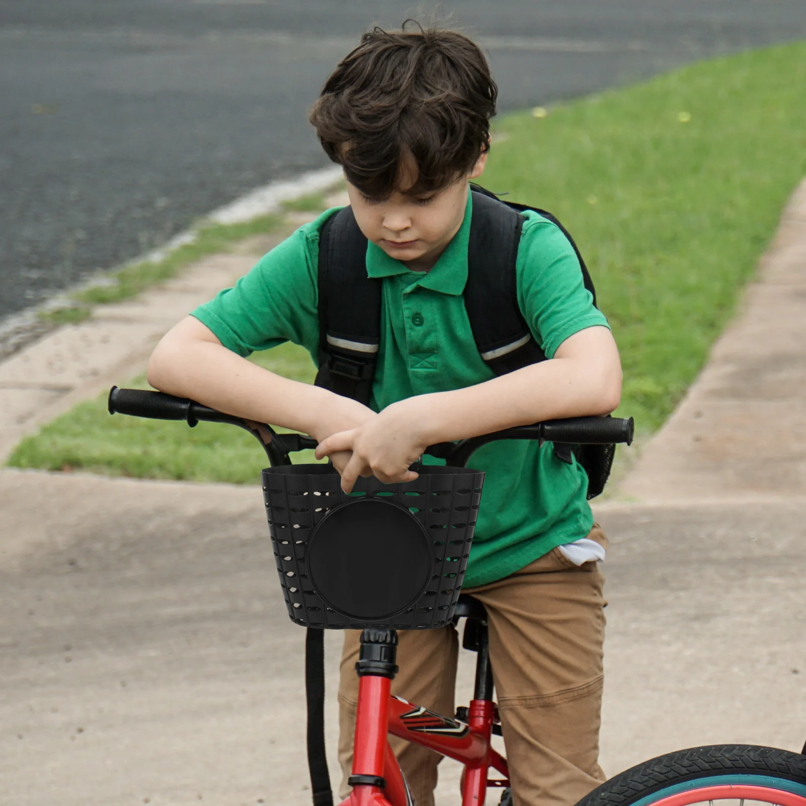 1Pcs Bike Basket Plastic Detachable Thickened Front Handlebar Storage Basket Kids Bike Water Scratch Resistant