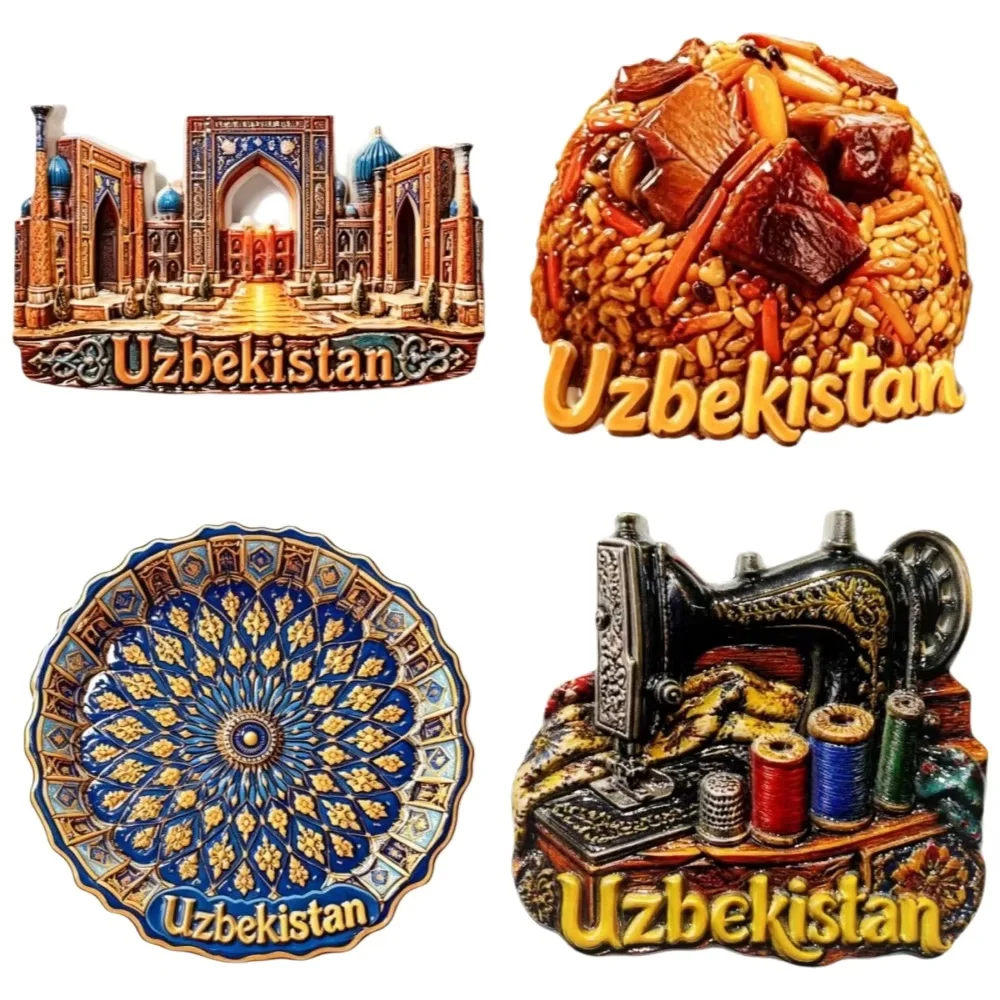 3D Usbekistan Harz-Kühlschrankmagnet Reise-Souvenir Geschenk Nationale Kultur Landschaft Kühlschrankmagnet Heim-Küchen-Dekoration