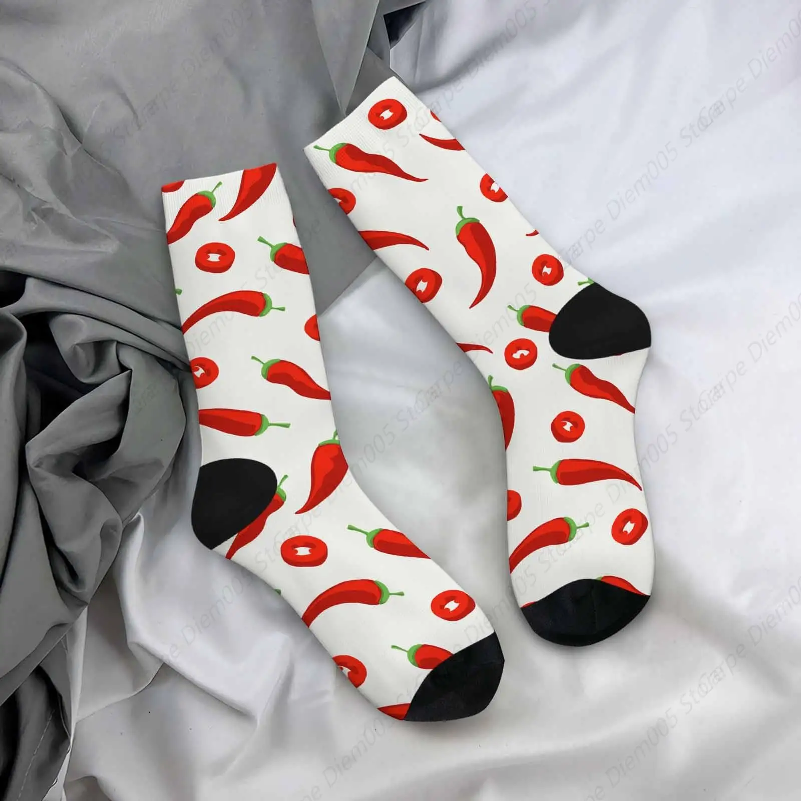 Mexican Pepper Funny Novelty Crazy Crew Socks Spicy Hot Mexico Chili Red Mens Socks For Women Gifts Dress Socks