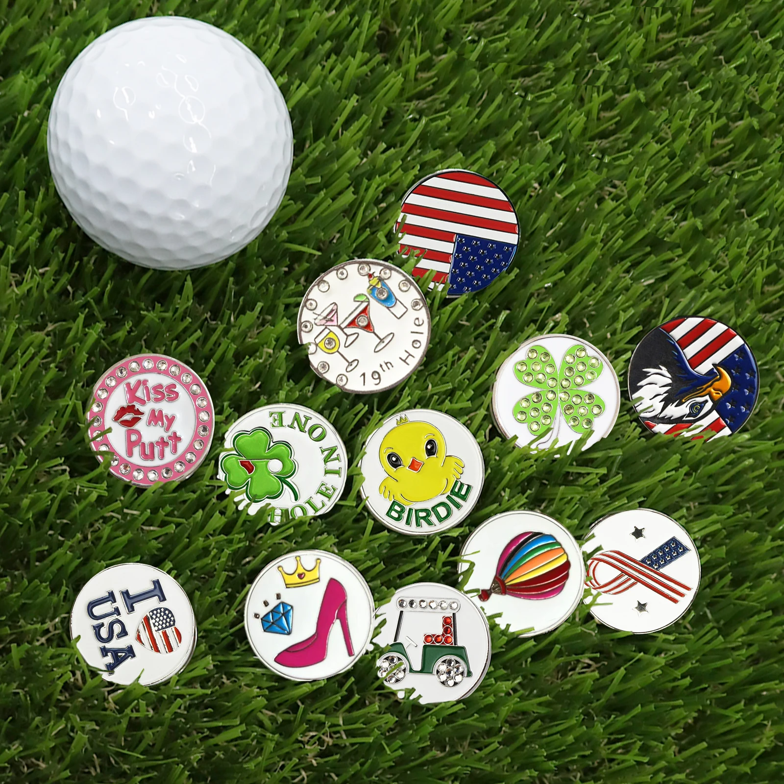 Golf Ball Marker for Ladies Men Value 6 Pack Golf Accessories Ballmarker Magnetic fit Golf Divot Tools Hat Drop Shipping