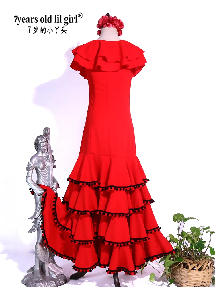 Vestido de dança flamenca feminino, saia espanhola, GG11