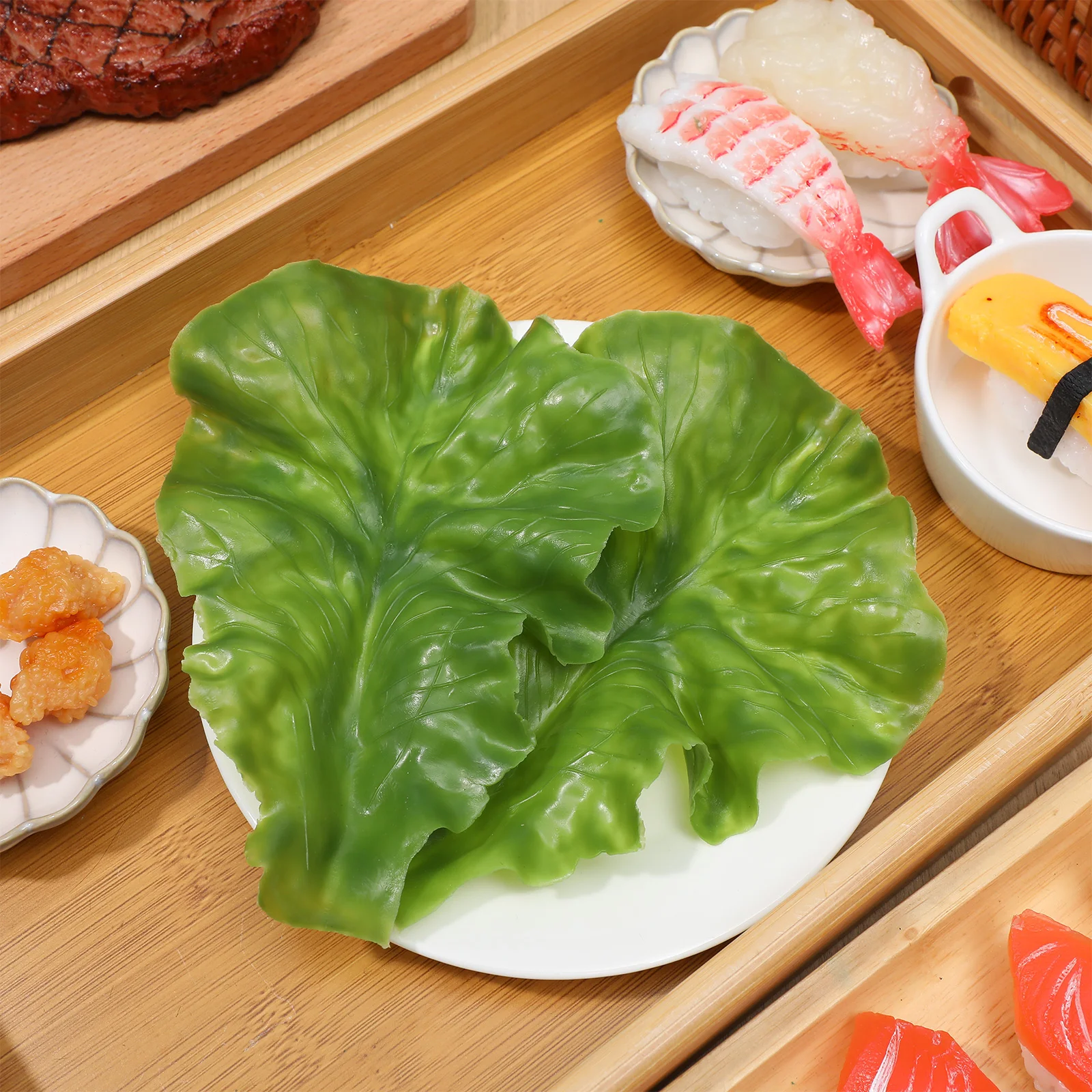 3 piezas de lechuga romana, modelo de repollo simulado, planta de tomate, hoja de verduras de simulación