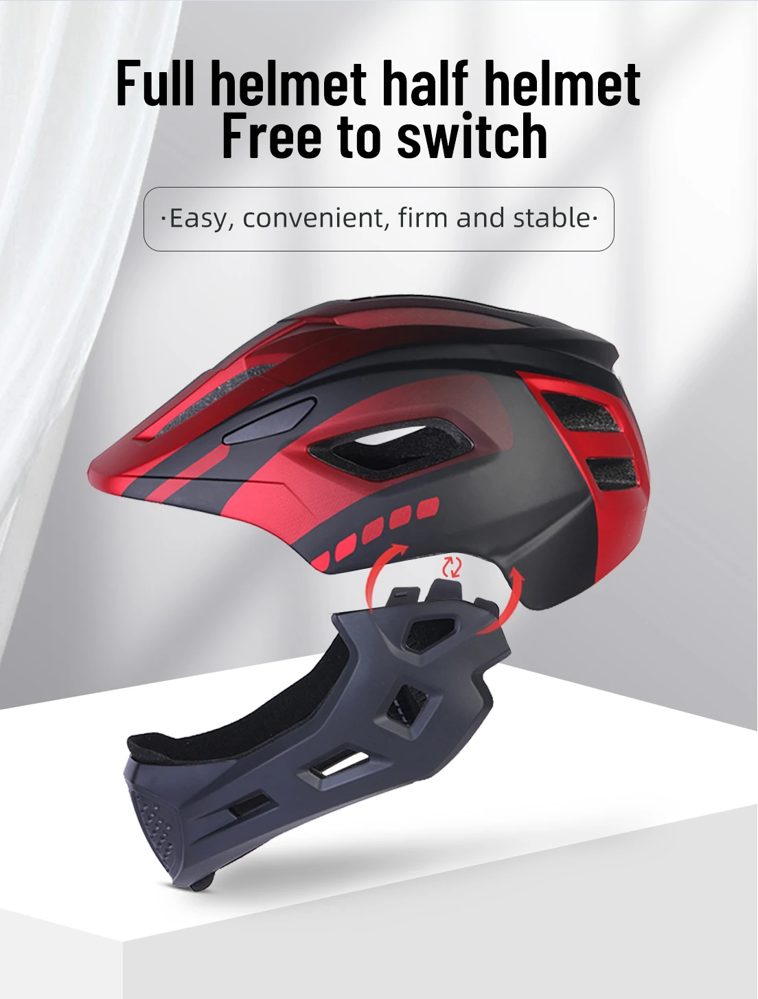 Horntour Kinder-Fahrradhelm, volles Gesicht, abnehmbar, ultraleicht, atmungsaktiv, für Kinder, Outdoor, Skate, Rollschuh, Fahrradhelm – Detail 4