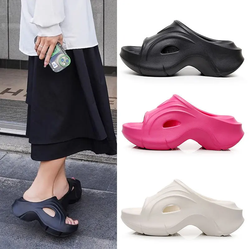 Women's Summer Faionable Beach Sandals Anti-Slip Thi Bot Slip-On oes Breathable Non-Stinky Foot Thi Heel Slippers