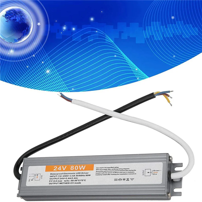 ABYP 6X LED سائق التيار الكهربائي محول IP68 في الهواء الطلق مقاوم للماء DC24V 80 واط رقيقة جدا تبديل سائق