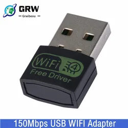 Grwibeou 150Mbps WIFI Adapter Wireless Network Card Play and Play Mini USB WiFi Adapter LAN Wi-Fi Receiver For PC Windows