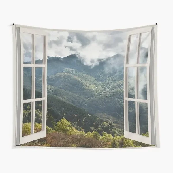 Appalachian Mountains Window View  Tapestry Art Printed Living Blanket Hanging Wall Decoration Bedroom Room Towel Mat Bedspread