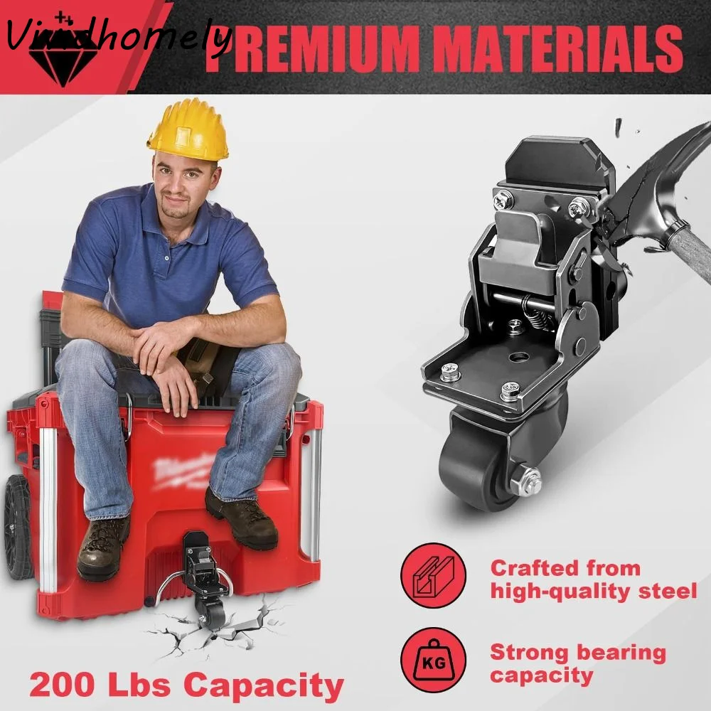 

Прочные передние колеса-ролики из нержавеющей стали для инструментальных ящиков, складная конструкция, грузоподъемность 200 фунтов