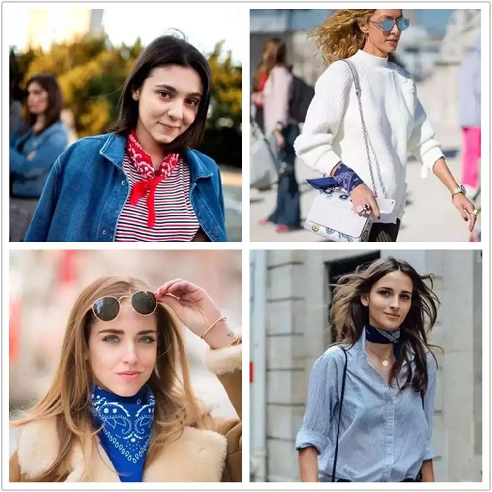 Women Fashion Handkerchief Neck Scarf Hair Band Printed Square Scarves Paisley Bandana Wristband