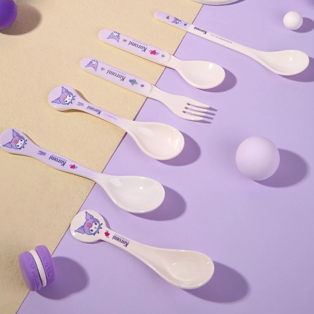 Sanrio Spoon Kuromi Cute Rice Spoon Soup Spoon Cartoon Spoon Preschool Complementary Food Tableware Durable Spoon for Desserts