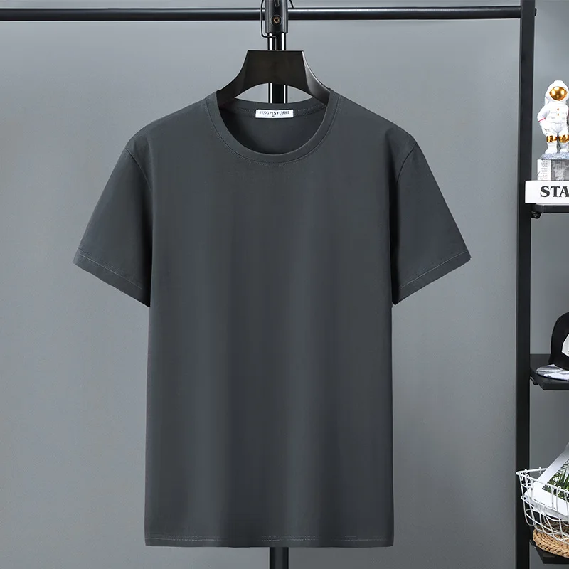 Camiseta de algodón para hombre, camisa de manga corta, informal, de Color liso, con cuello redondo, talla grande 10XL, 12XL