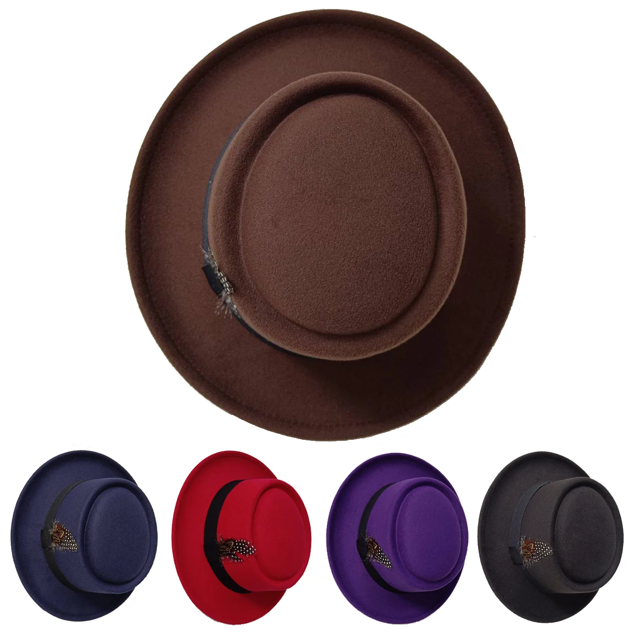 Pork Pie Hat Men's Wide brimmed Fedora Black Hat Hamburg Hat Jazz Ribbon Y2K Panama Black Gang Hat Gentleman Sombrero hombre