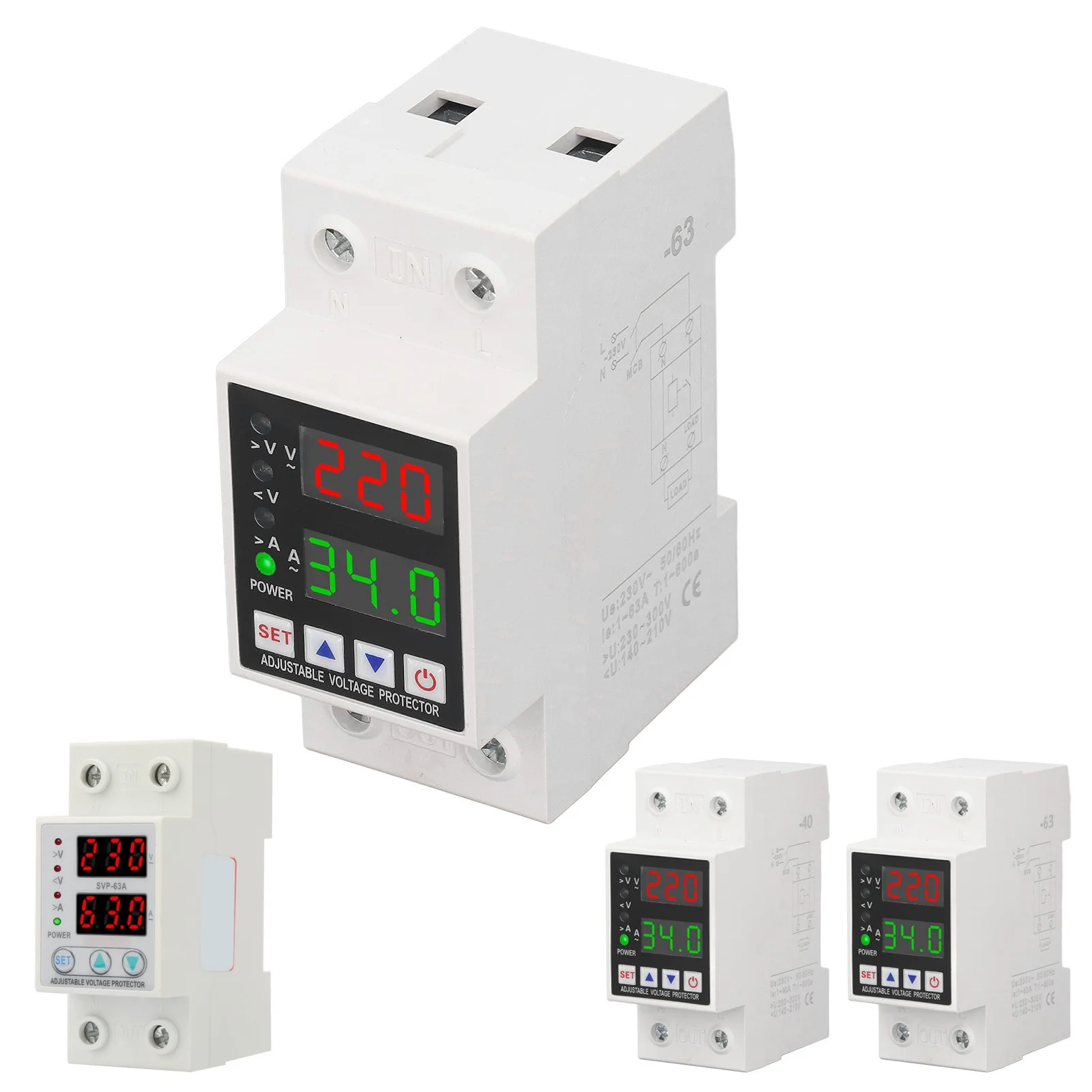 

DIN Rail Mounted 40A 63A 230V Adjustable over Voltage And under Voltage Protective Relay with over Current Protection