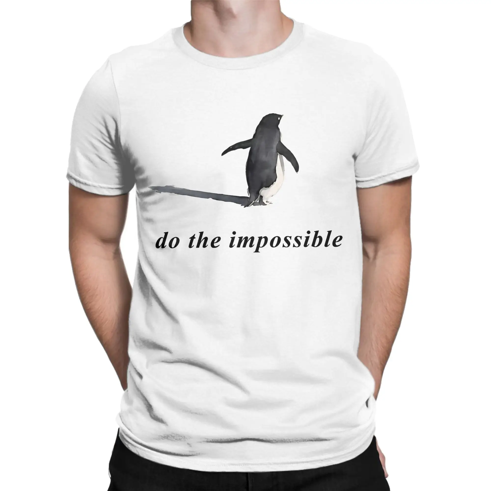 Do The Impossible  - Nihilist Penguin Tee  T Shirts Men's  100% Cotton Funny T-Shirt Round Collar  Tees Short Sleeve Clothes
