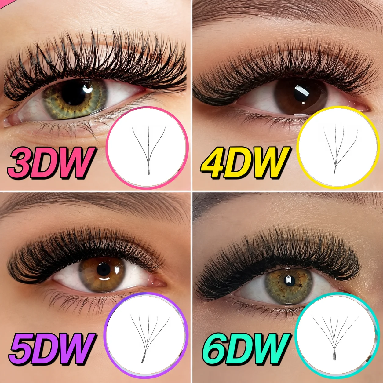Merrdear Ship From USA 5 Cases W Shape 3D/4D/5D/6D Eyelash Extensions C/D Curl 8-15mm Length W-shaped Lashes Flower Black Premade Easy Fans Full Dense False Eyelashes Fast Delivery