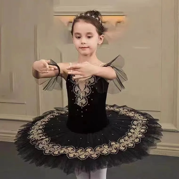 1 قطعة/الوحدة بحيرة البجع ازياء الباليه توتو فستان راقصة الباليه المهنية الطفل أطفال الباليه الرقص فستان أسود #4