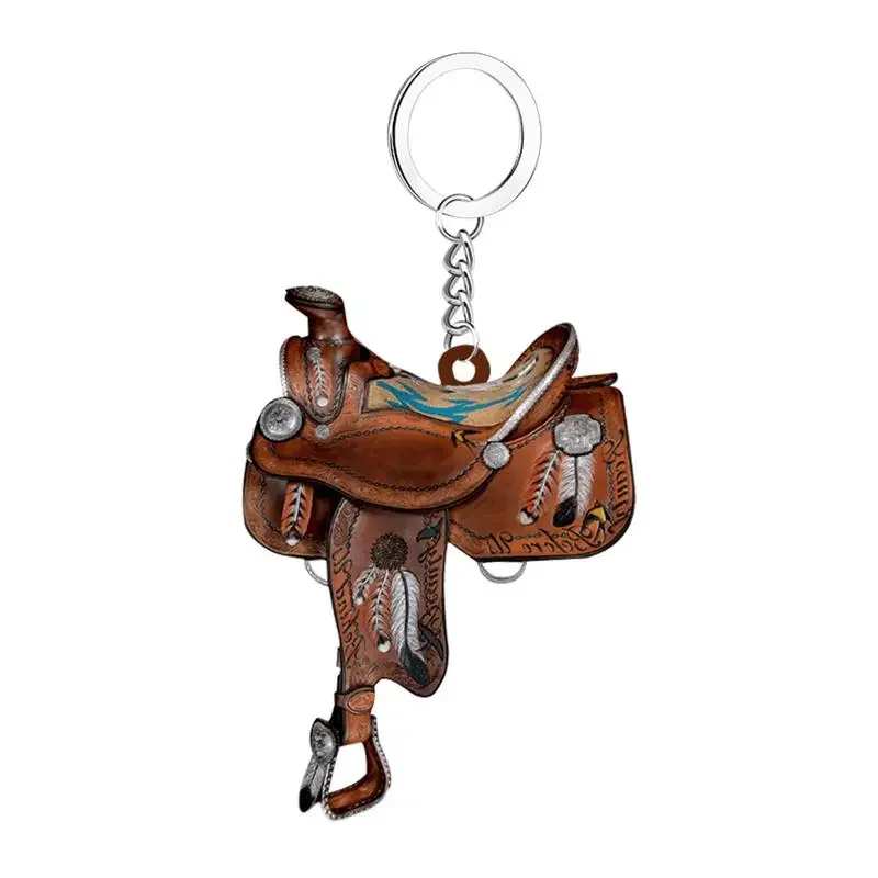 Acrylic Horse Saddle Car Ornament Saddle Cowboy Cowgirl  Rear View Mirror Holder Hangings Accessories