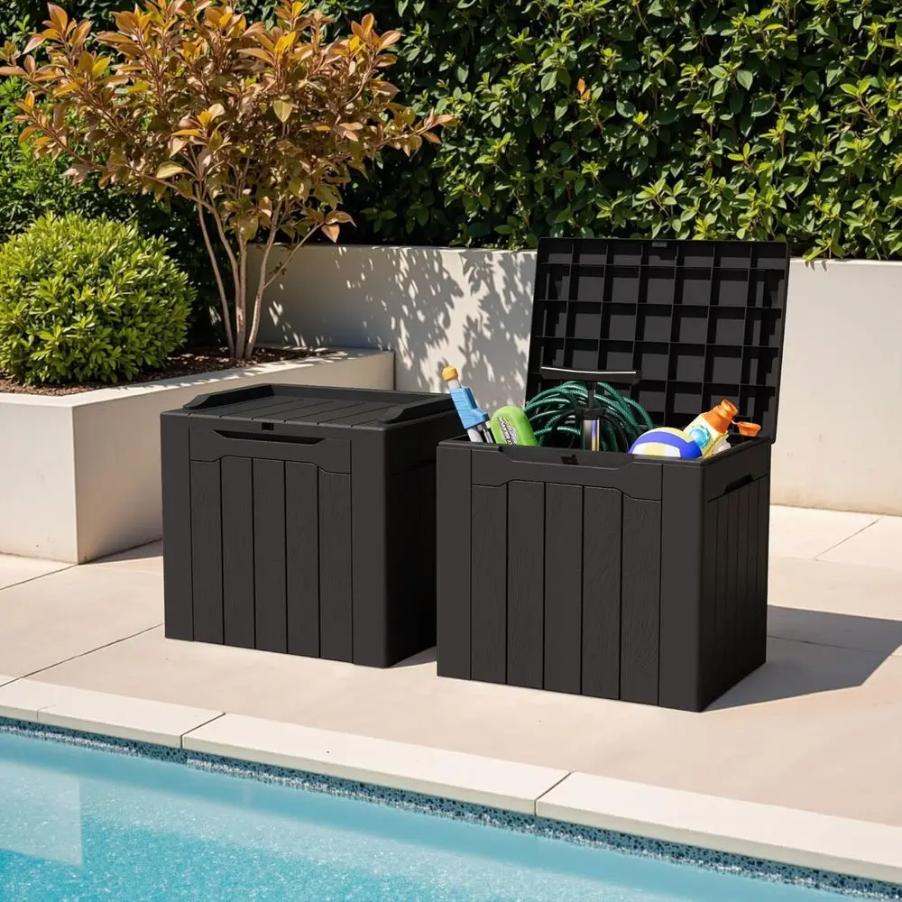 All-Weather Outdoor Deck Storage Box (Set of 2) for Patio Furniture, Garden Tools, and Package Delivery
