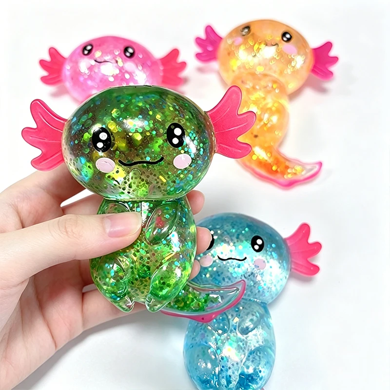 Glitzer-Maltose Axolotl Squishy Quetschspielzeug Niedliches Spaßiges Angstlösendes Salamander Langsam Zurückfederndes Stressball Fidget-Spielzeug