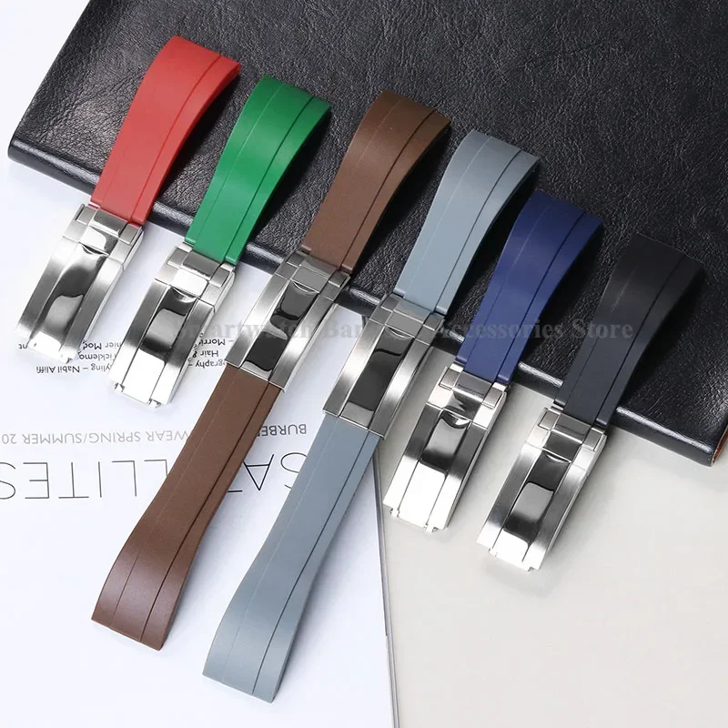 20 мм резиновый ремешок для часов Rolex для Submariner для Daytona, металлическая складная пряжка, водонепроницаемый ремешок на запястье, силиконовый браслет для дайвера