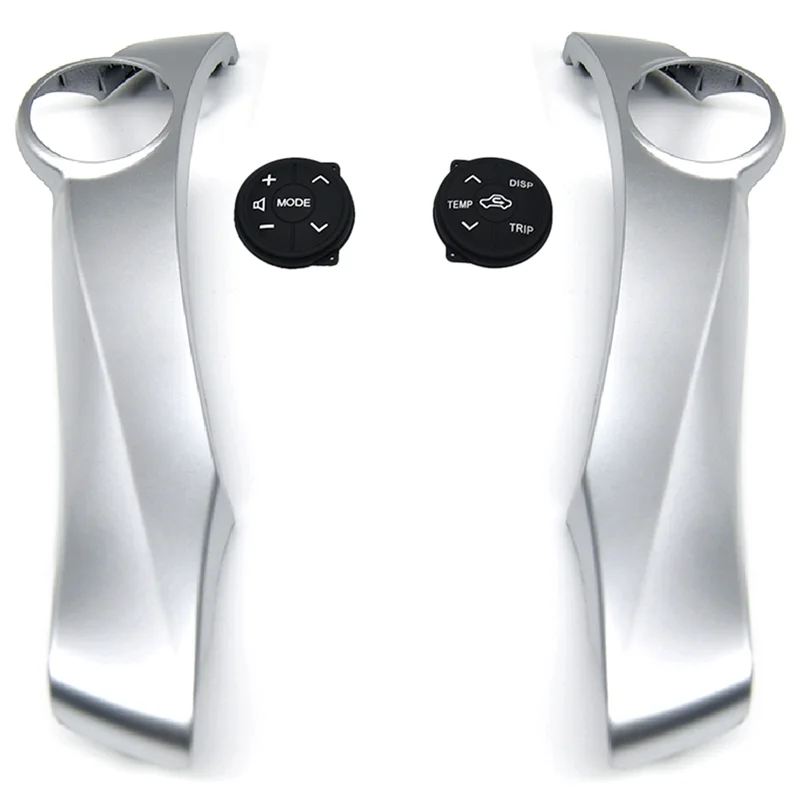 

Car Steering Wheel Audio Control Switch Silver & Black Frame Trim for Toyota Prius 2011-2015 Control Buttons Black