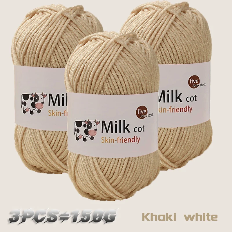 150 g 5-strängiges Milchgarn, handgefertigt, mitteldick, zum Selbermachen, gewebt, für Puppen, Pullover, Blumenmütze, Schal, Garnball