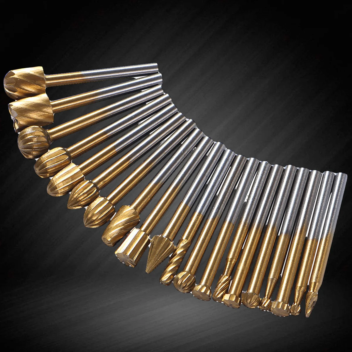 20 Pcs High Carbon Steel Routing Router Bits Burr Rotary Tools Suit Woodworking Carving Engraving Drilling Rotary Tools