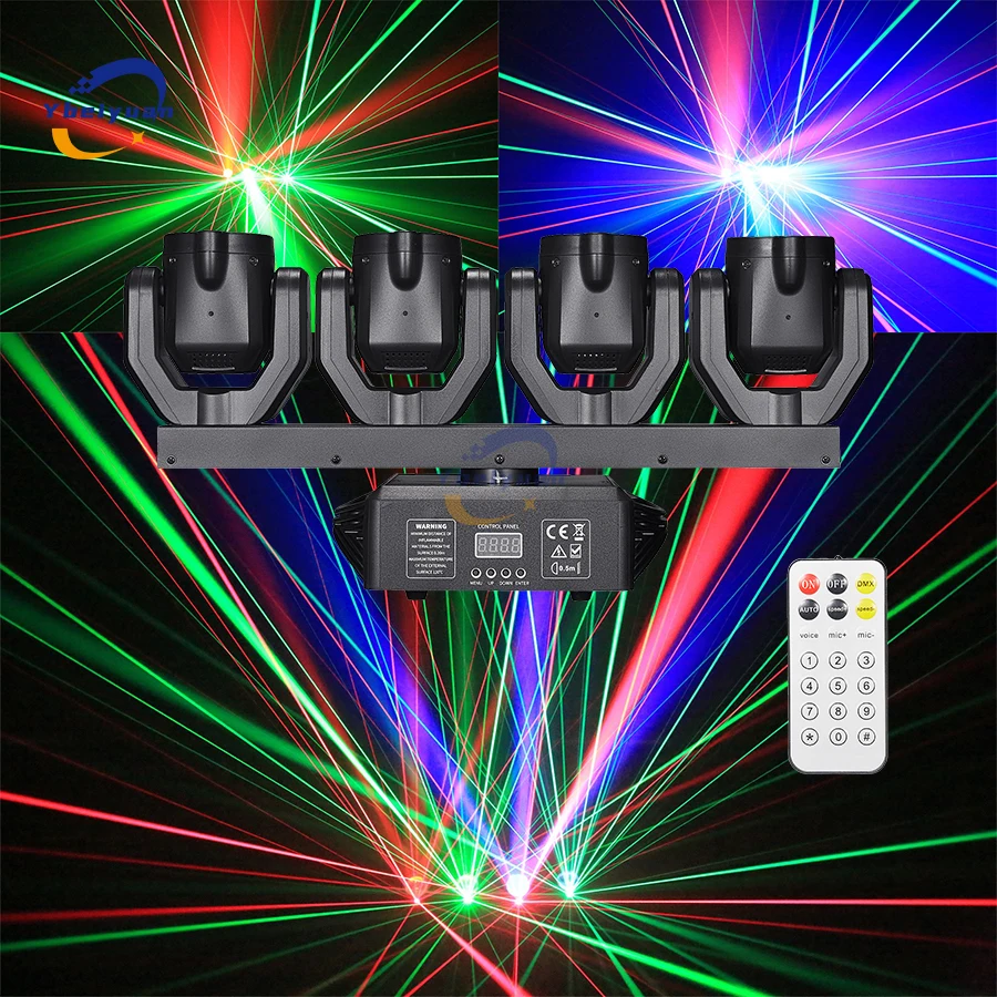 150W Mini 4 Head Moving Head Beam Light With Aperture DMX Remote Control Professional Disco Stage Christmas Party Effect Light
